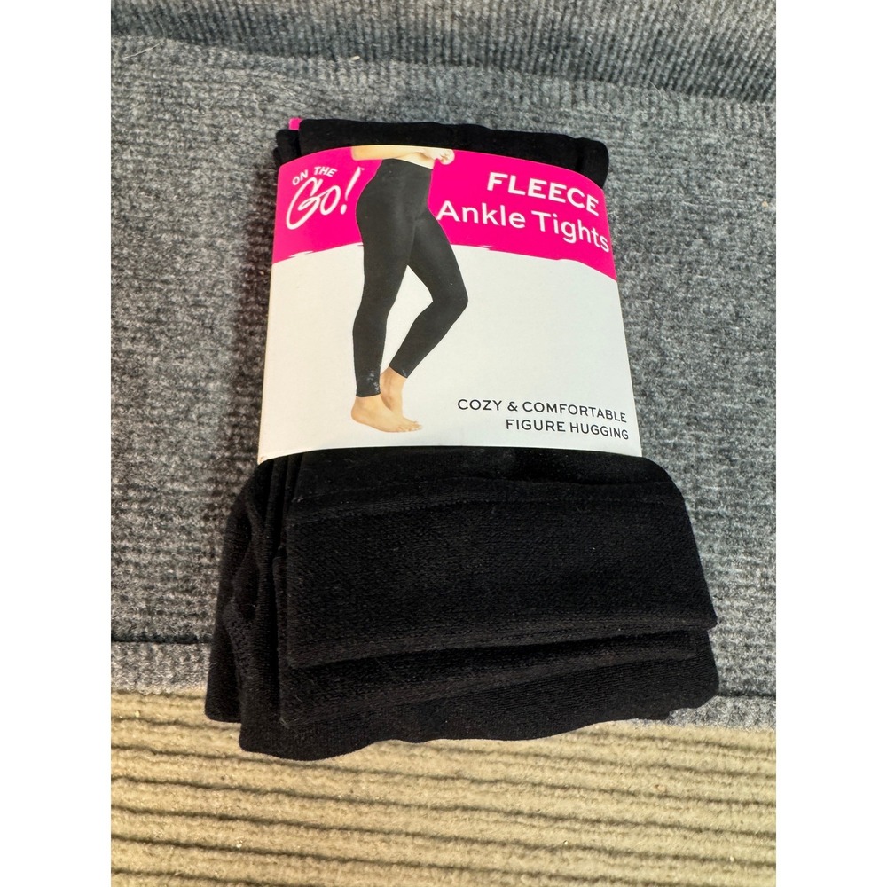 On The Go! Fleece Lined Ankle Tights Black XL 4-Way Stretch Warm Base Layer